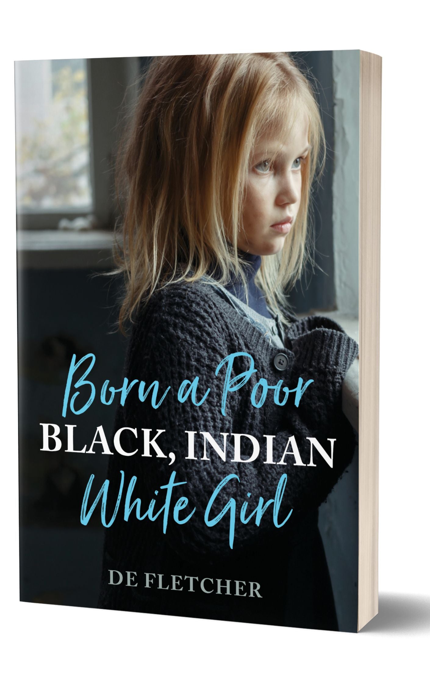 Book cover with image of a young, poor girl staring out a window