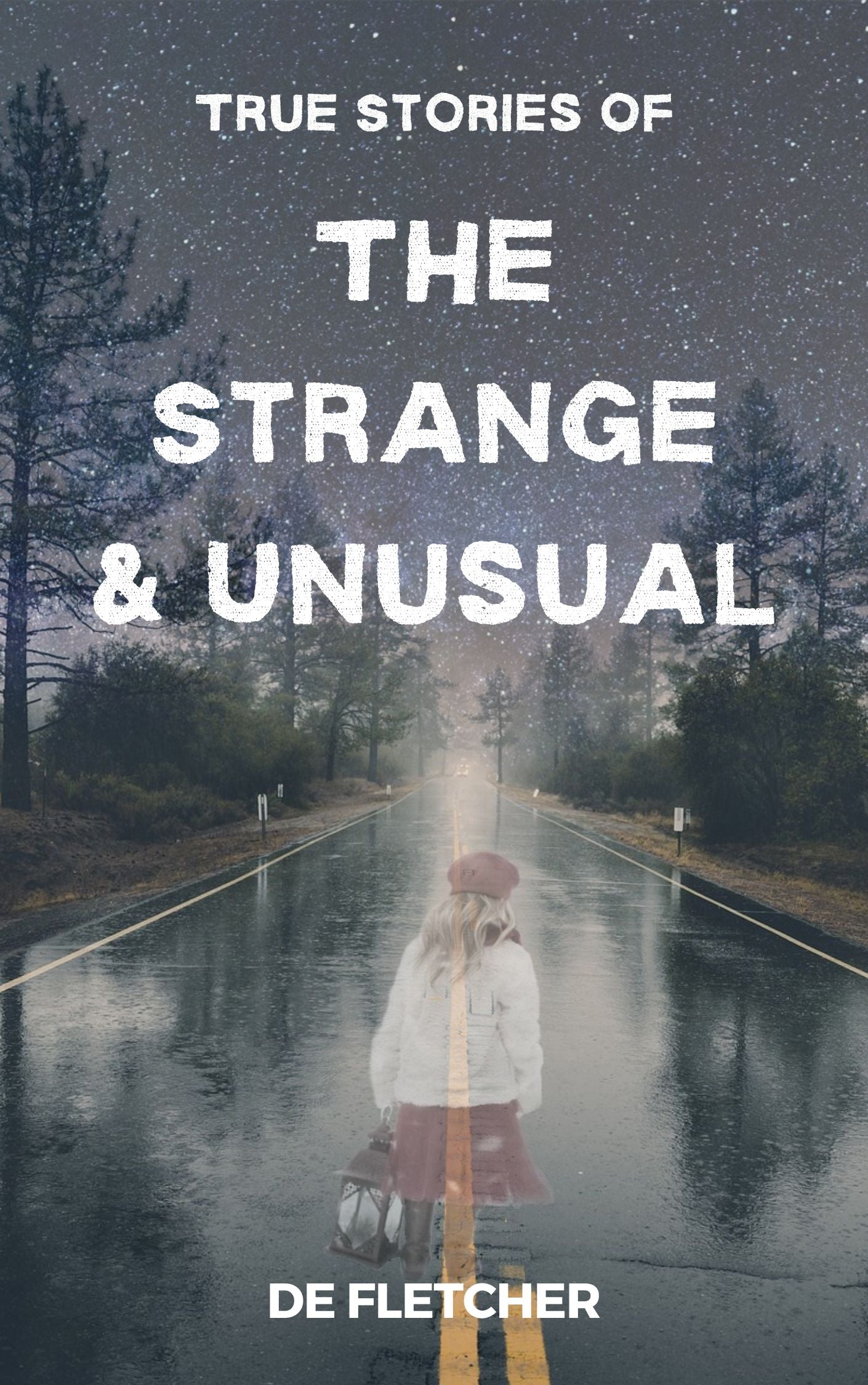 Book cover image of the spirit of a young girl in the middle of a road in fog